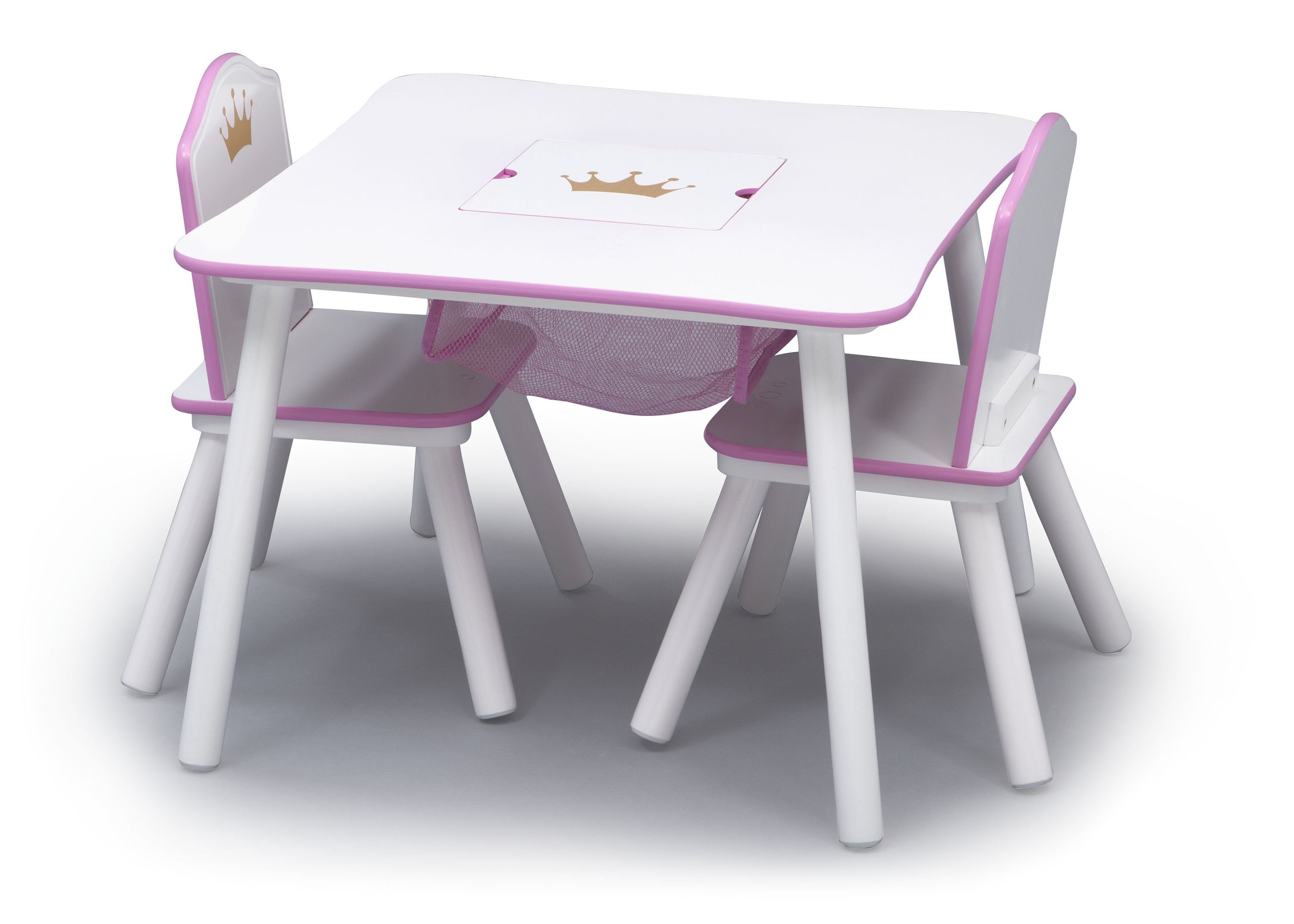 Princess Crown Kids Chair Set and Table. White/Pink