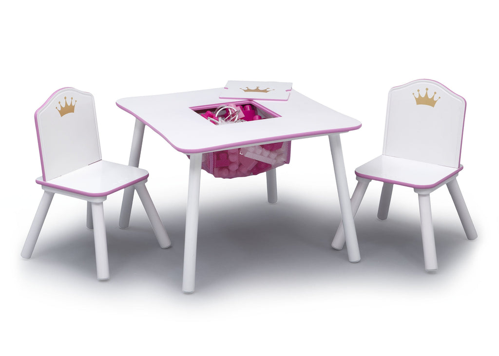 Princess Crown Kids Chair Set and Table. White/Pink