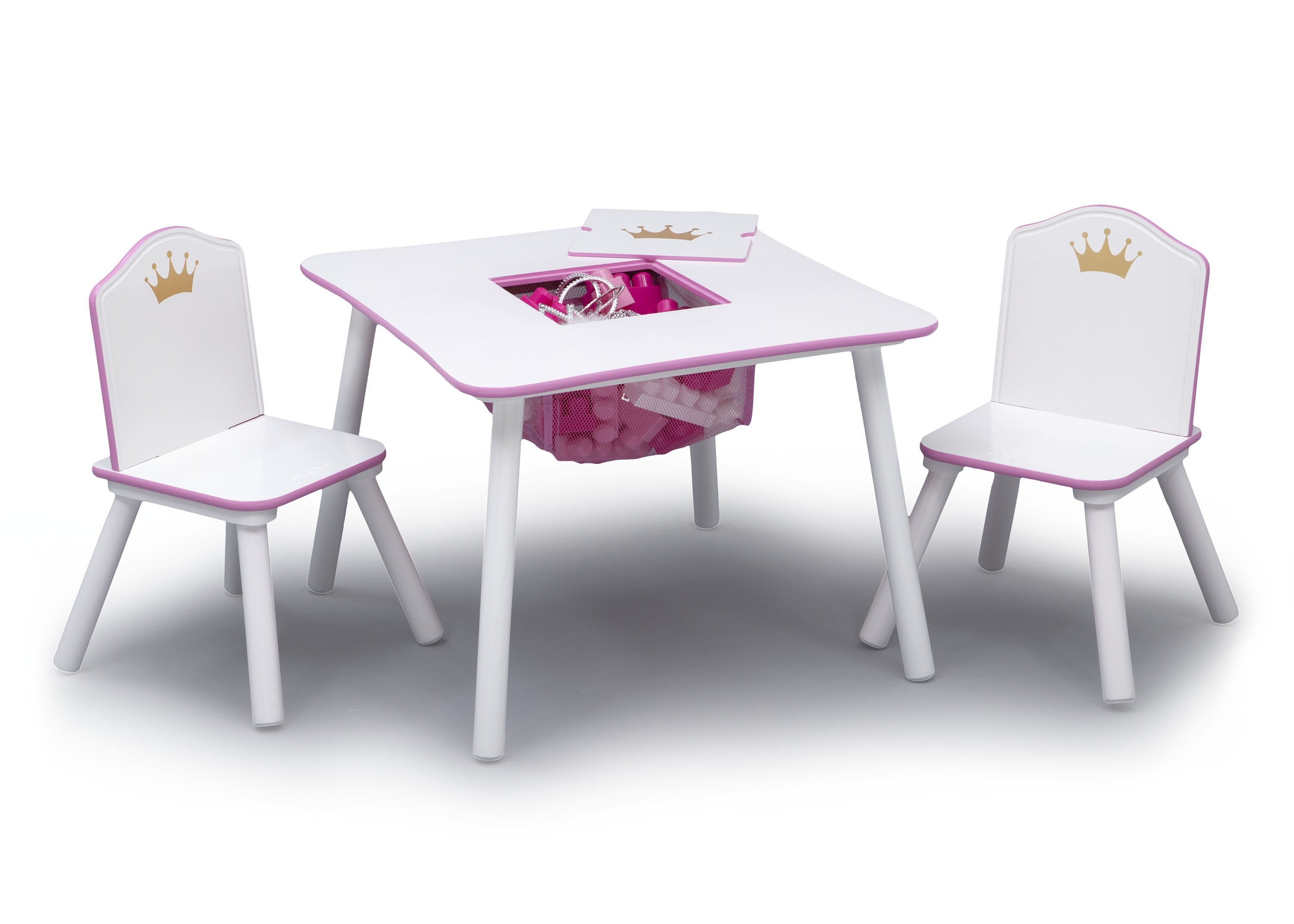 Princess Crown Kids Chair Set and Table. White/Pink