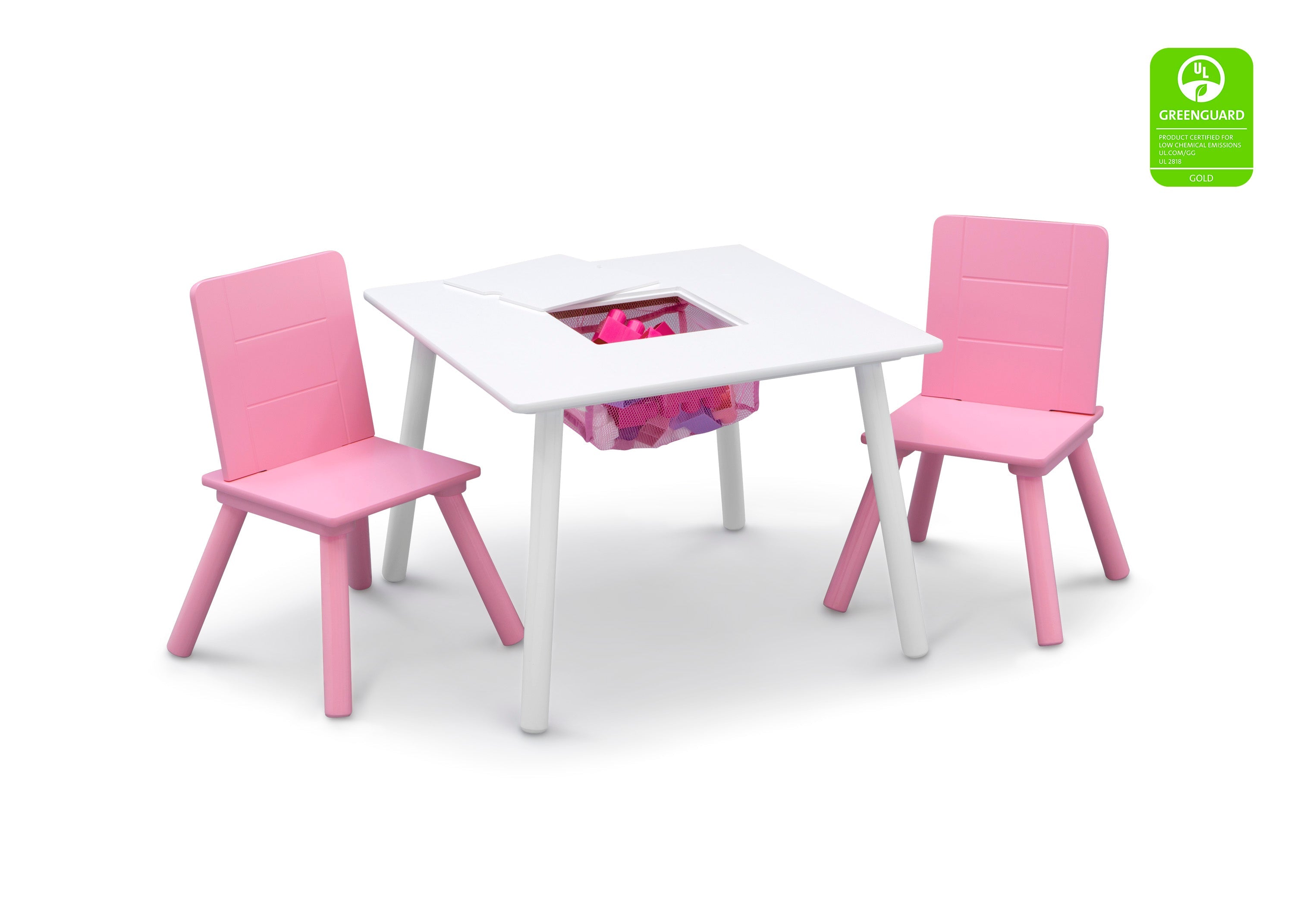 Kids Table and Chair Set with Storage (2 Chairs Included)