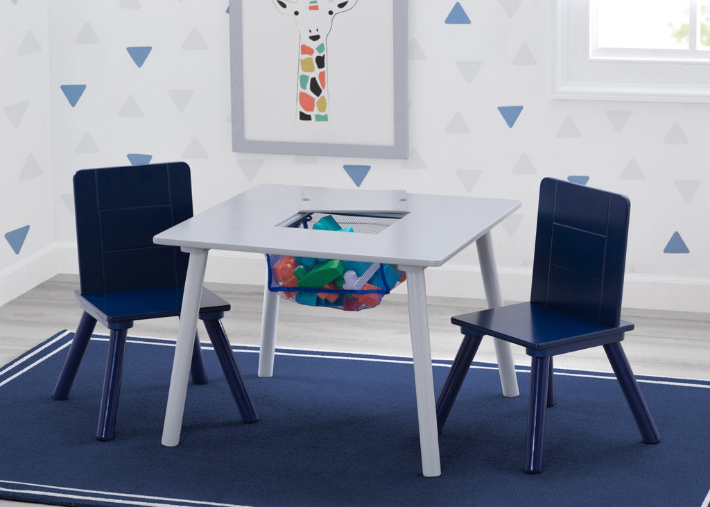 Kids Table and Chair Set with Storage (2 Chairs Included)
