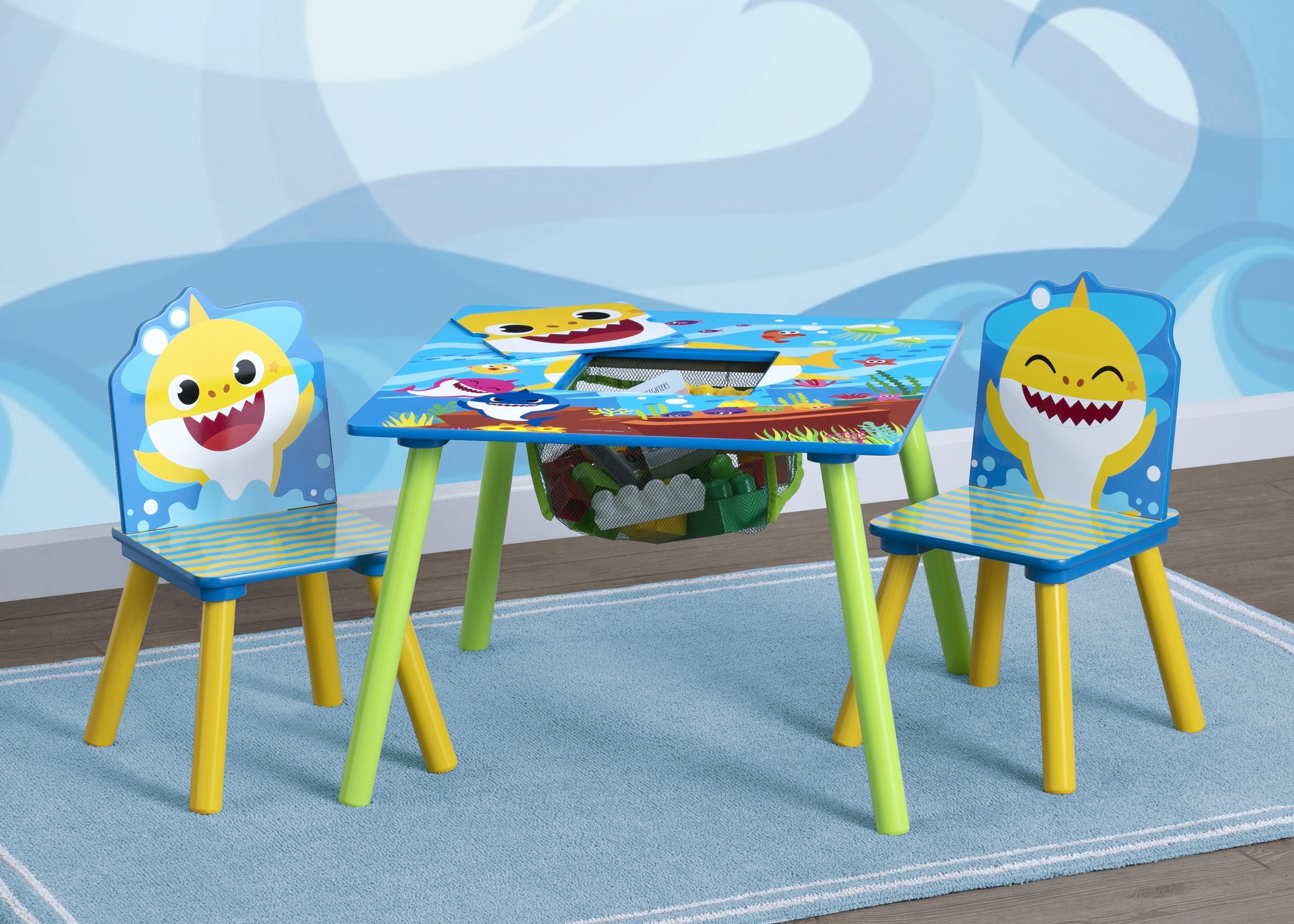 Baby Shark Kids Table and Chair Set With Storage